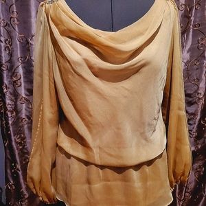 Champagne Sheer Long Sleeve Blouse J.R. Nites
